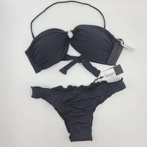 NWT Kendall + Kylie Black Bandeau Brazilian Bikini
